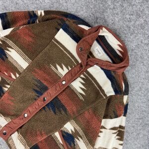 Weekends Everyday Rust Brown Aztec Fleece Snap Front Jacket J1077PFKRS Womens S